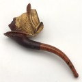 Victorian Carved Meerschaum & Amber Pipe (Cased)