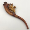 Antique Carved Meerschaum & Amber Pipe (Cased)