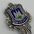 Early Solid Silver & Enamel `Edinburgh` Souvenir Spoon