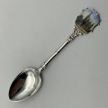 Early Solid Silver & Enamel `Salisbury Cathedral` Souvenir Spoon