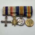 WW1 - `Military Cross` Group of Four Miniature Medals (Cased)