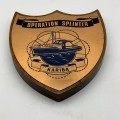 Rhodesia  `Operation Splinter` Copper & Wooden Plaque