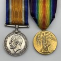 WW1 -`K.I.A.`Pair of Medals to `PTE. C. FOSTER` `North. D. Fus.` (Cambrai)