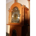 Stunning 2 metre solid Rhodesian Oak Grandfather clock 5 day movement(chimes need servicing)
