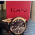 Tempo Men`s Analogue Leather Watch - Original - Genuine