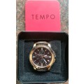 Tempo Men`s Analogue Leather Watch - Original - Genuine