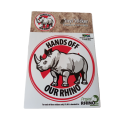 Licence Disc Sticker - Hands Off Our Rhino