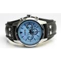 FOSSIL Blue Dial Men's Chronograph Leather Strap Watch