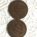 1867 ITALY VITTORIO EMANUELE 10 CENTESIMI BRONZE COIN.