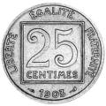 1903 REPUBLIC FRANCAISE 25 CENTIMES NICKEL COIN.