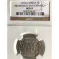 1994 PRESIDENTIAL INAUGURATION R5 COIN, NGC GRADED MS61.