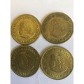 4 x 1961-1964  ``EENDRAG MAAK MAG``  1c CENT COINS. BID PER COIN TO TAKE ALL 4.