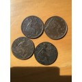 1862/1891/1893/ &1896 GREAT BRITAIN 4x 1/4d FARTHINGS. IN FAIR CONDITION FOR AGE!!!.