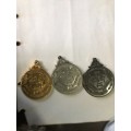 3 x TRANSVAAL AMATEUR SWIMMING ASSOCIATION MEDALS GOLD, SILVER AND BRONZE.