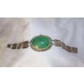 A stunning vintage jade sterling silver and enamel bracelet