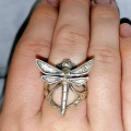 A beautiful artisan sterling dragonfly ring