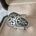 A stunning vintage sterling silver domed ring