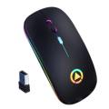Ultra-thin Rechargeable LED Colourful Wireless Mouse - Black