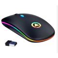 Ultra-thin Rechargeable LED Colourful Wireless Mouse - Black