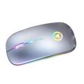 Ultra-thin Rechargeable LED Colourful Wireless Mouse - Silver