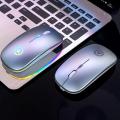 Ultra-thin Rechargeable LED Colourful Wireless Mouse - Silver