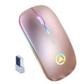 Ultra-thin Rechargeable LED Colourful Wireless Mouse - Rose Gold