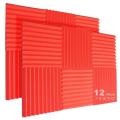 12 Pack Red Acoustic Foam Panels - Studio Sound Proofing
