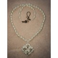 Stunning Crystal and Glass Pearl Necklace, Bracelet and Earring Set