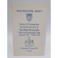 Westminster Abbey Service of Thanksgiving for the life and work of The Lord Denning 1999