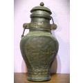 Antique 19th Century Islamic Indo Persian Tinned Copper Jar with Lid | Embossed with Kings  | 30 cm