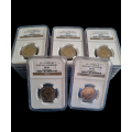 South Africa: 2011 Rand 90th Anniversary R5, NGC Ms66, (20 Coin Lot) Bid Per Coin To Take The Lot