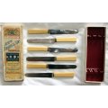 Boxed Set of Six Joseph Rodgers Dessert Knives, Faux Bone Handles, Cutlers to His Majesty, George V