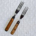 Two  Antique Three-Prong Forks with Bone Handles