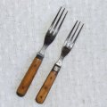 Two  Antique Three-Prong Forks with Bone Handles