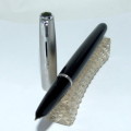 Made in England PARKER 51 Aerometric fountain pen black with brushed steel and chrome cap WORKING,