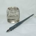 Vintage SP dip pen and glass no-spill ink well