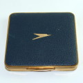 BOAC Airlines Mascot Powder Compact Navy  Blue Leather Sifter Signed Puff 1950s UK Vintage