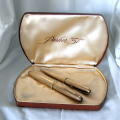 Boxed 14k gold filled Parker 51 fountain pen and pencil set, working.