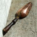Antique copper, brass and wood scoop / trowel.