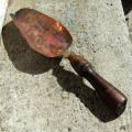 Antique copper, brass and wood scoop / trowel.