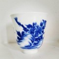 Exceptional hand painted qing dynasty porcelain blue and white cup