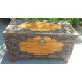 Chinese Carved Camphor Wood Kist with Bamboo Motifs