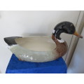 A Portuguese Becia ceramic mallard duck vegetable tureen