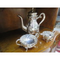 Silver plated batchelors coffee set of fluted design.