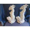 Large pair of Italian white ceramic fish