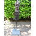 Carved wooden African bust on stand