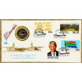 SOUTH AFRICA 1994 NELSON MANDELA C.O.A SIGNED FRAMED INAUGURATION COVER & PHOTOGRAPHS