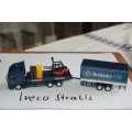 Iveco Stralis Truck 1:87, Herforder Beer, with Forklift truck, beer cases and beer barrel, not boxed