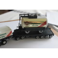 Kras Russian Truck 1:87, Dingslebener Beer, with flatbed trailer and train tanker load, not boxed