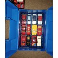 Matchbox Motorcity carry case and various cars